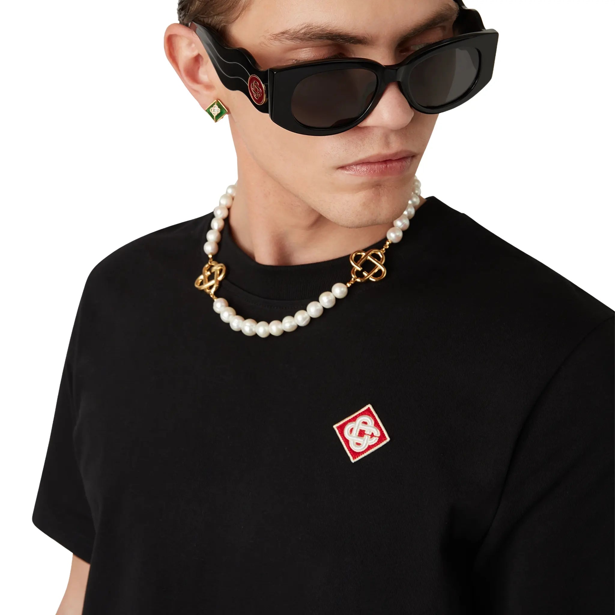 Detailed View of Casablanca Diamond Logo Black T Shirt